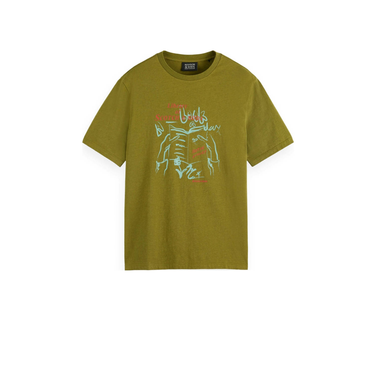 Scotch & Soda regular fit T-shirt met logo groen