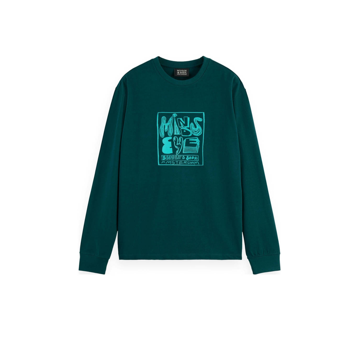 Scotch & Soda regular fit longsleeve met printopdruk dark green