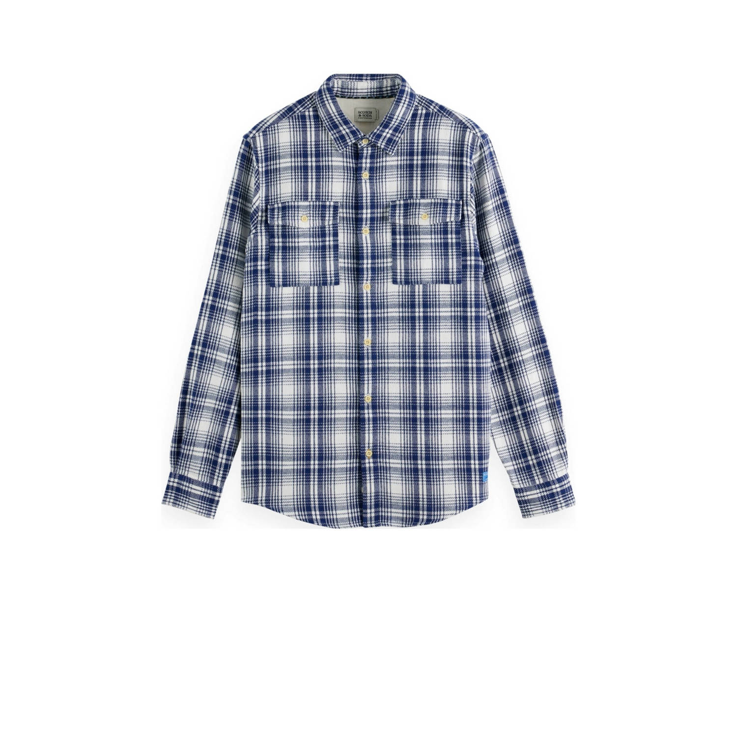 Scotch & Soda geruit regular fit overhemd blauw