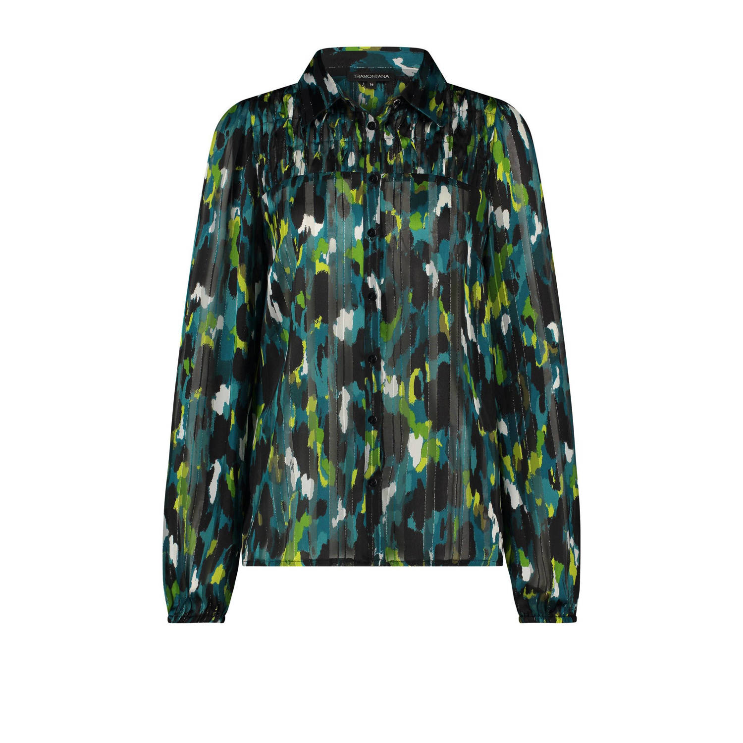 Tramontana blouse met all over print petrol
