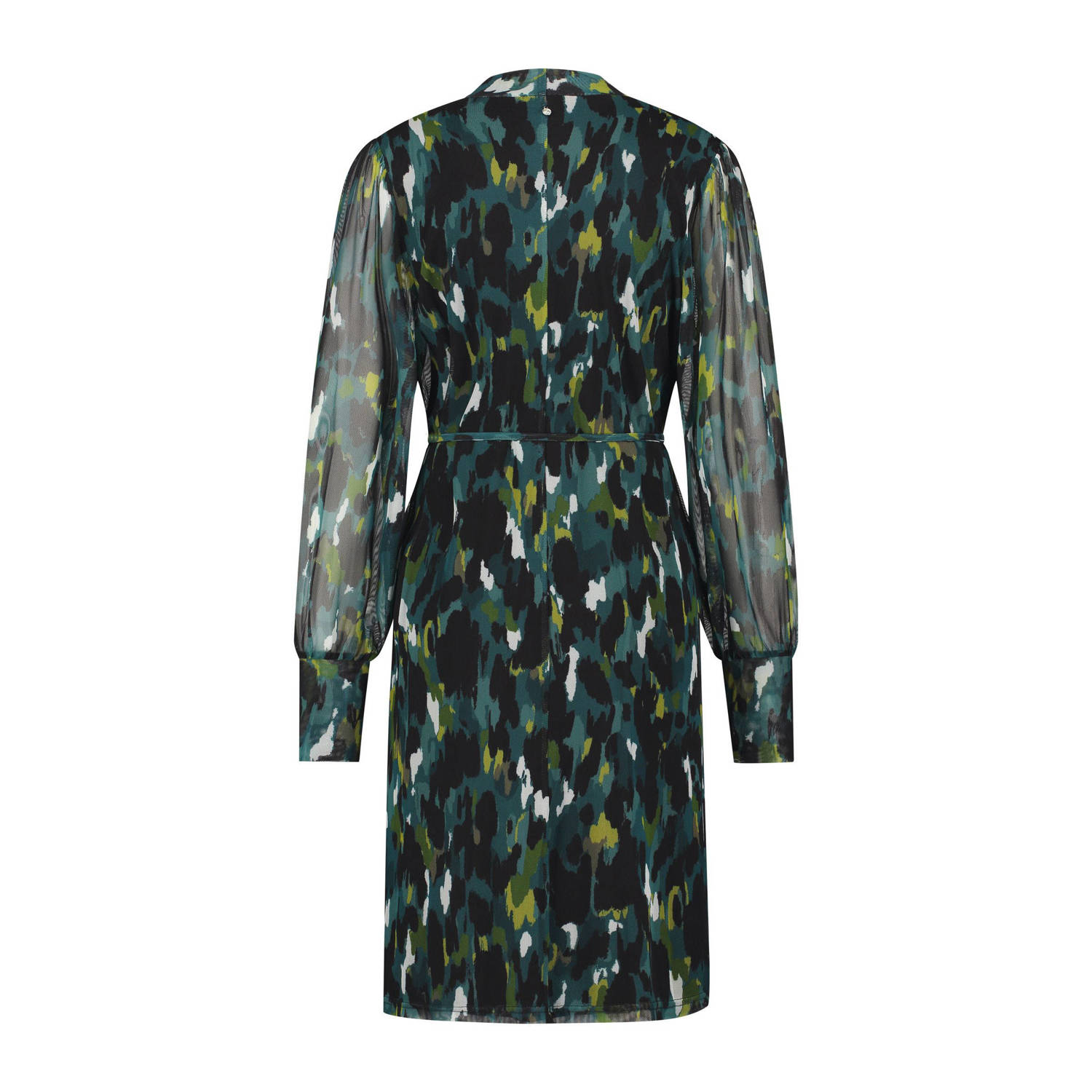 Tramontana mesh jurk met all over print petrol