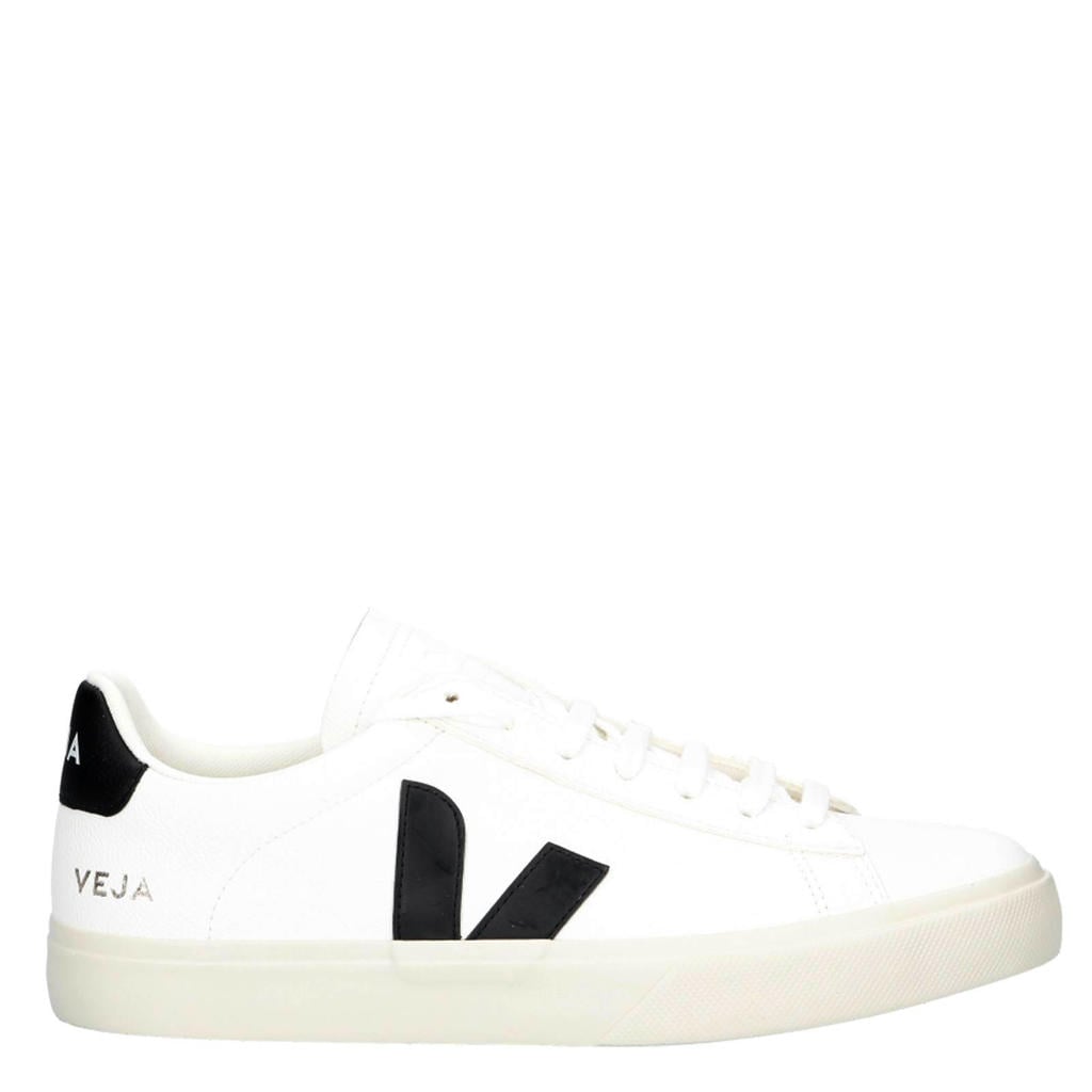 Wit en zwarte heren Veja Campo leren sneakers met veters