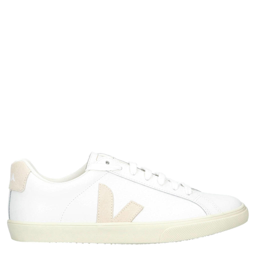 Wit en beige dames Veja Esplar Logo leren sneakers met veters