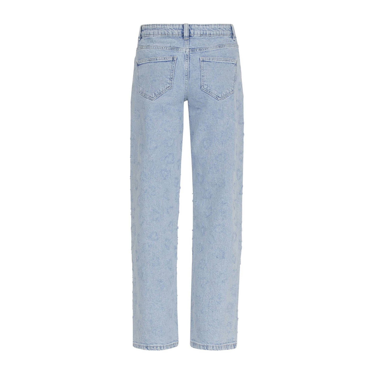 SisterS Point low waist straight leg jeans met hartjes print light blue