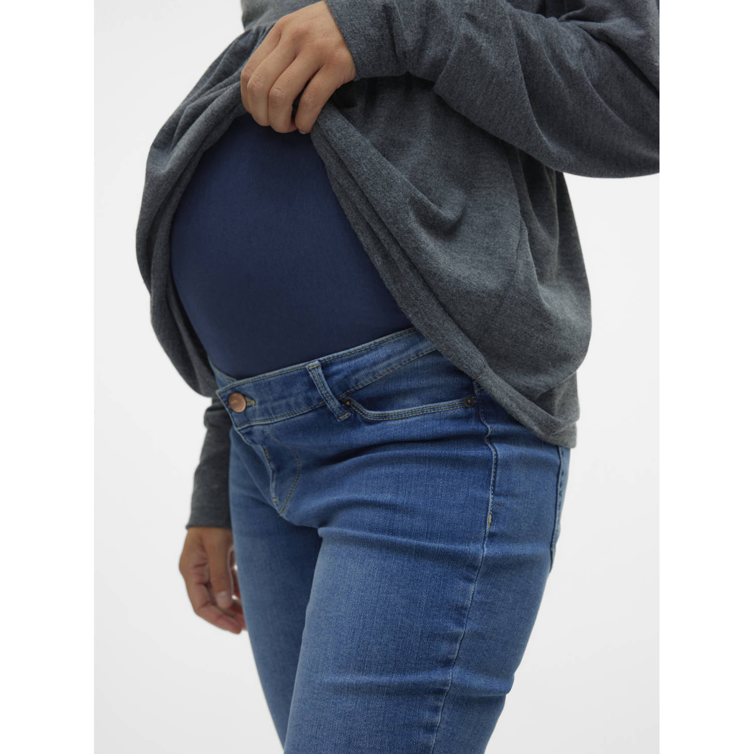 VERO MODA MATERNITY high waist zwangerschaps skinny jeans VMMPOSH medium blue denim