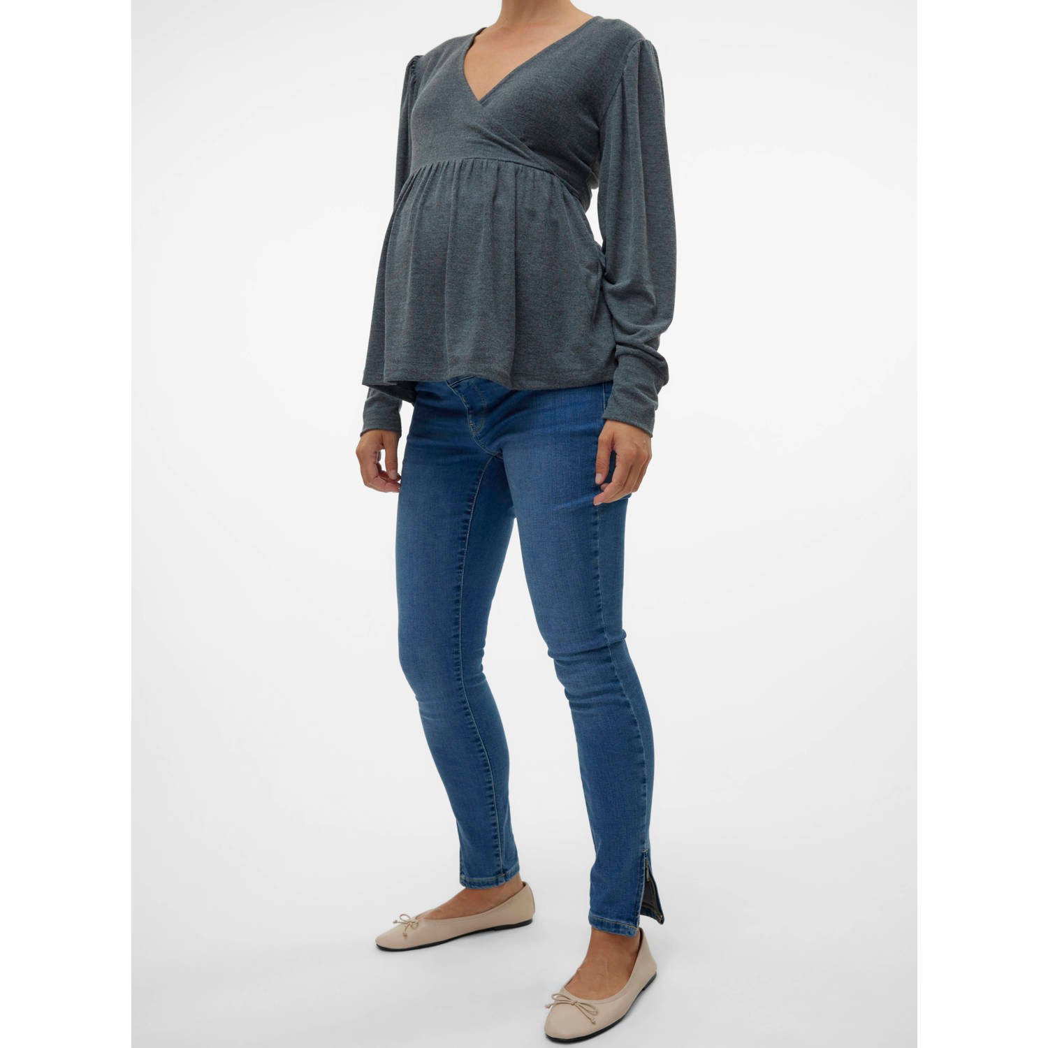VERO MODA MATERNITY high waist zwangerschaps skinny jeans VMMPOSH medium blue denim