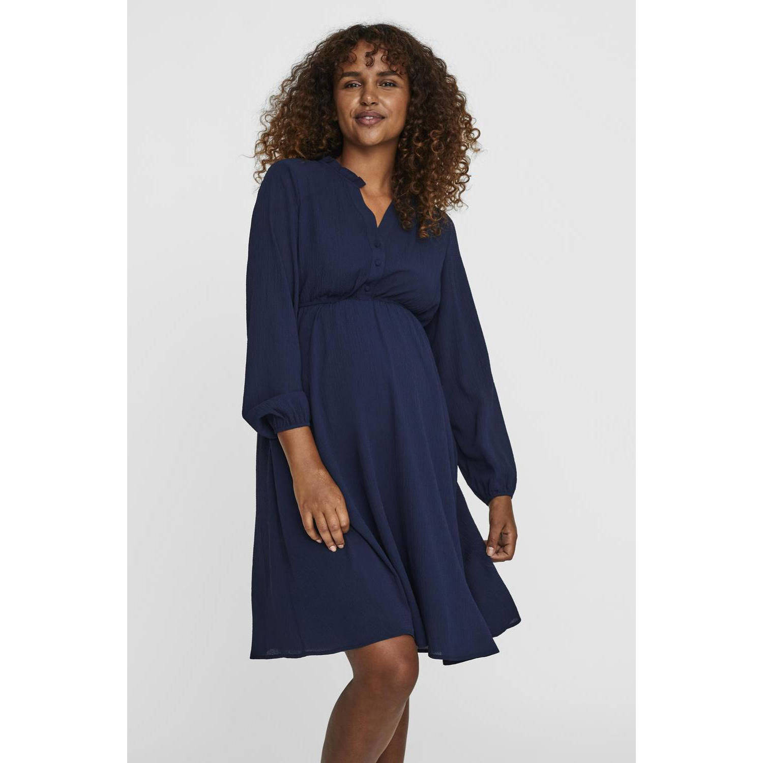 VERO MODA MATERNITY zwangerschapsjurk VMMAYA donkerblauw Dames Polyester V-hals XL