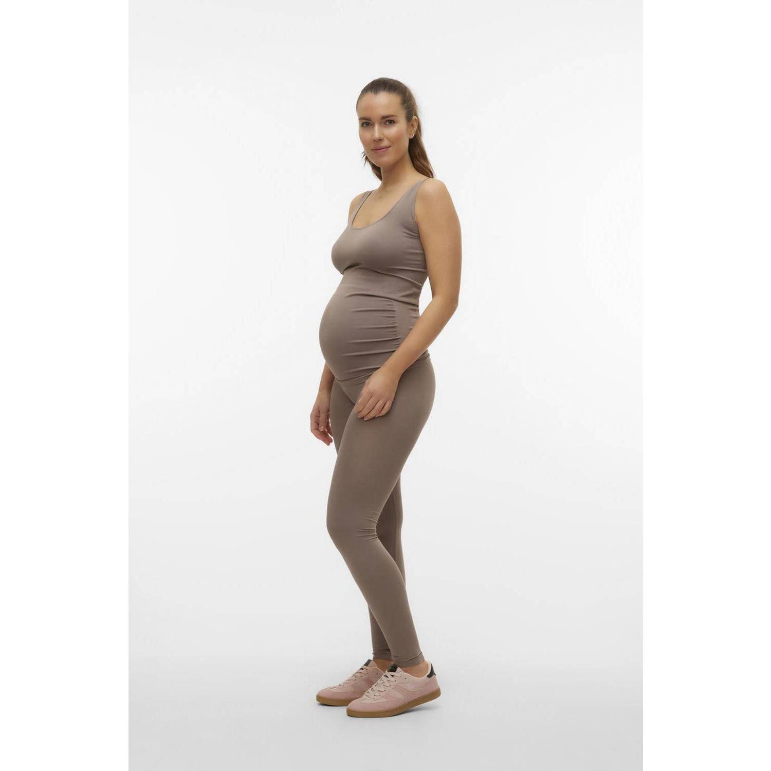 Mamalicious Hemd Beige Dames Polyamide Ronde hals Effen