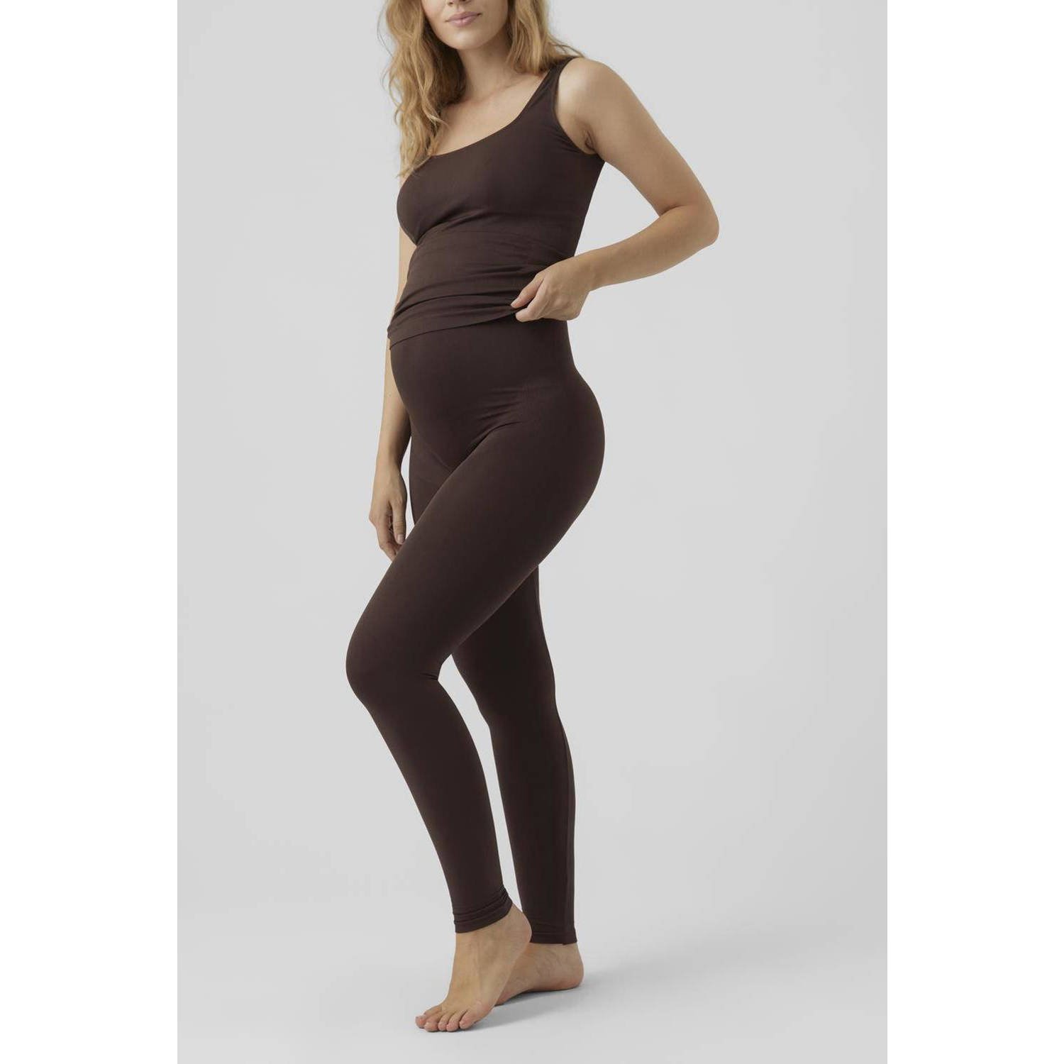 Mamalicious skinny zwangerschapslegging MLTIA Broek Bruin Dames Polyamide L XL