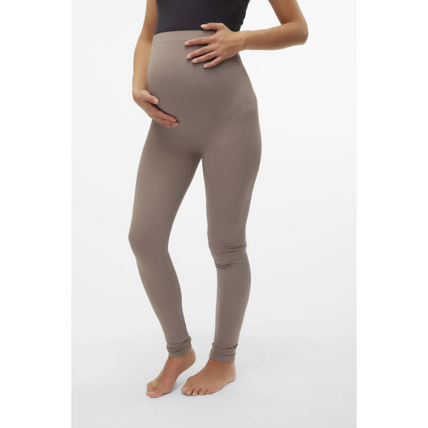 Mamalicious skinny zwangerschapslegging MLTIA Broek Bruin Dames Polyamide L XL