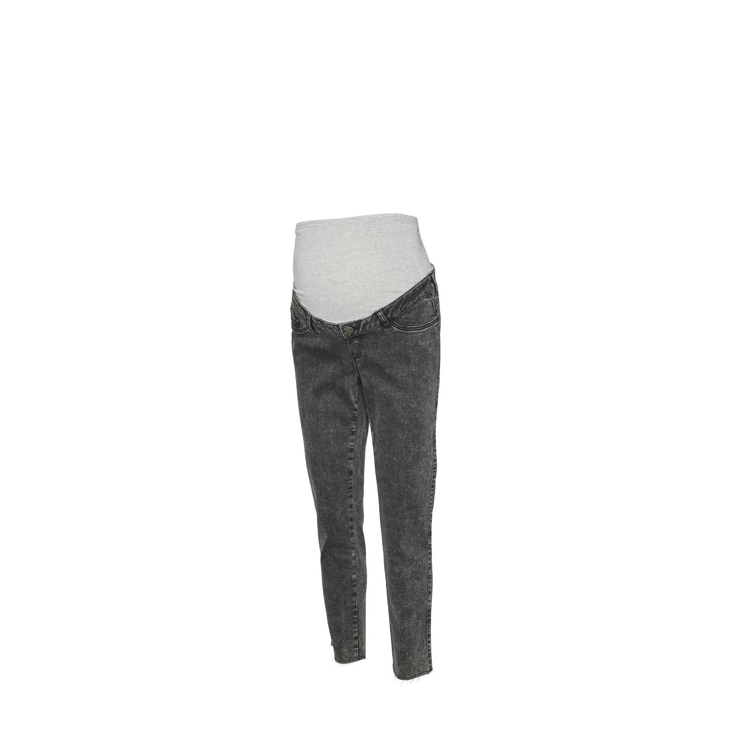 MAMALICIOUS high waist zwangerschaps slim fit jeans MLOSAKA grey denim