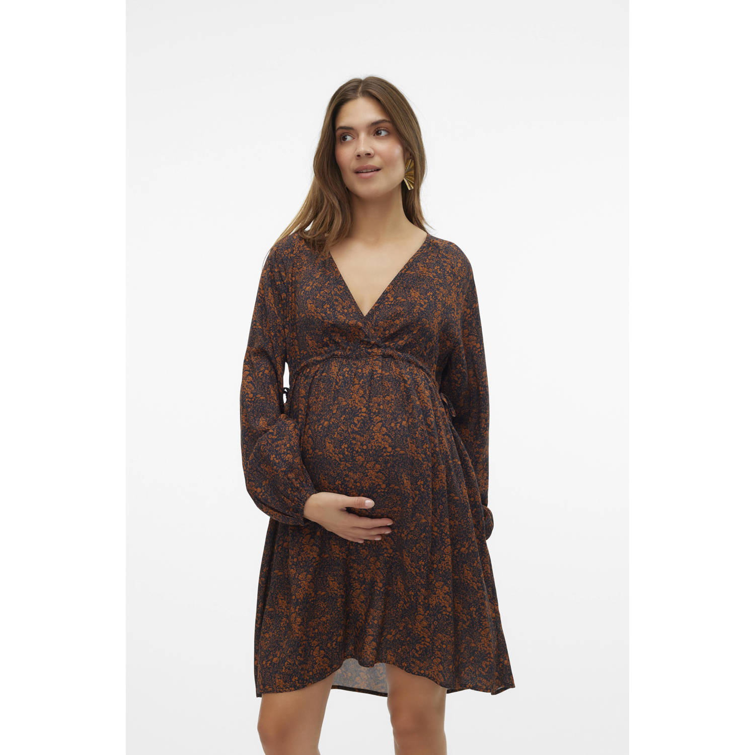 MAMALICIOUS zwangerschapsjurk MLMAY met all over print oranje donkerblauw