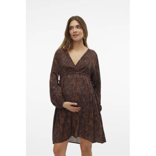MAMALICIOUS zwangerschapsjurk MLMAY met all over print oranje/donkerblauw afbeelding
