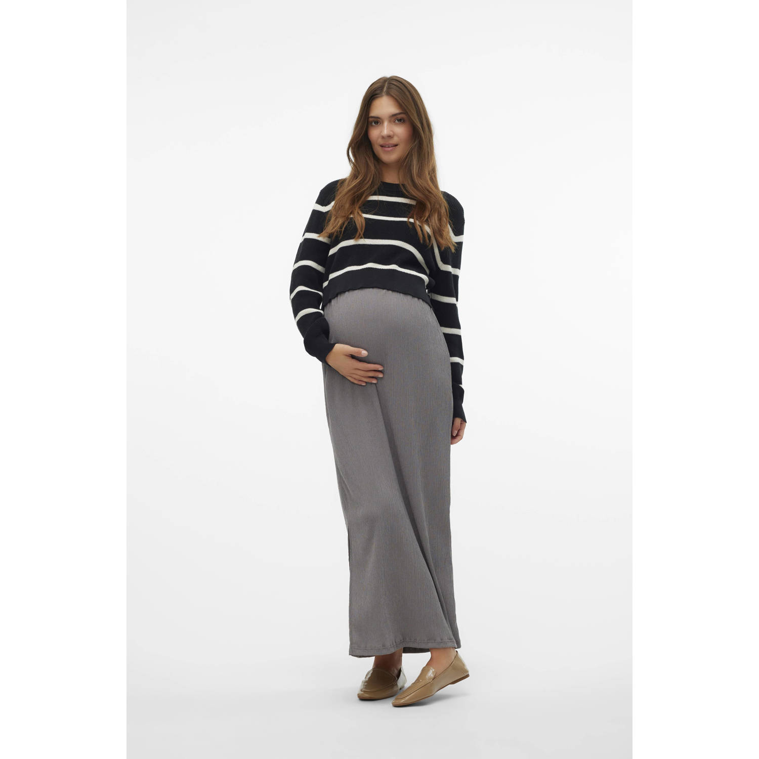 MAMALICIOUS maxi zwangerschapsrok grijs