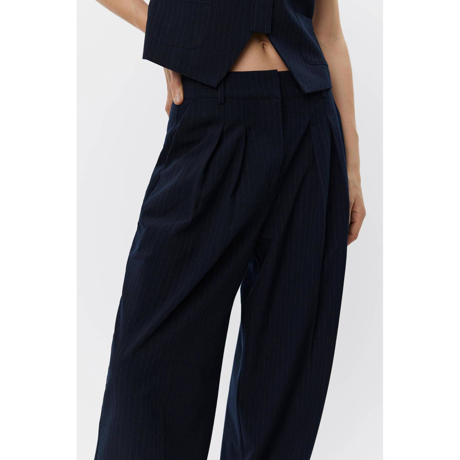 Sofie Schnoor high waist wide leg broek donkerblauw