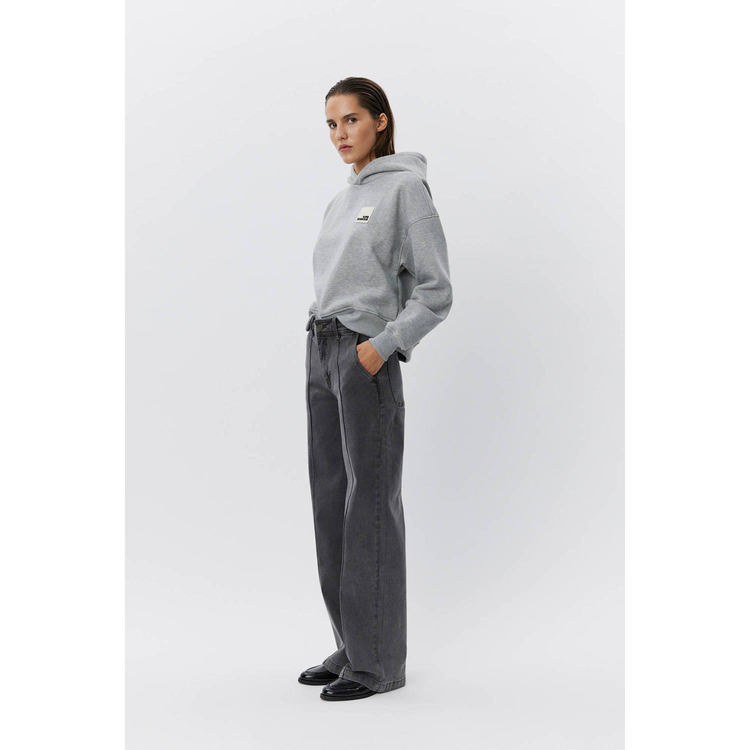 Sofie Schnoor high waist wide leg jeans grey denim