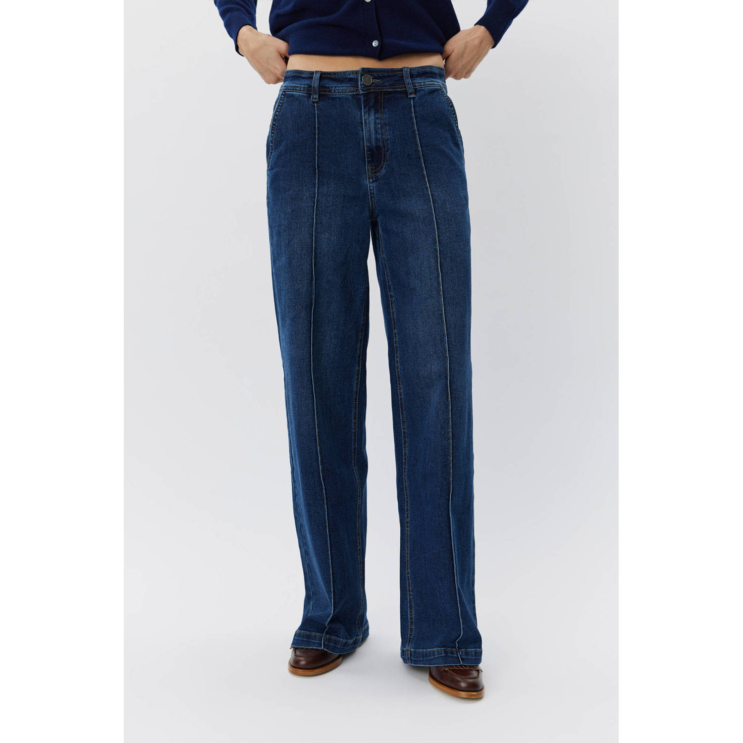 Sofie Schnoor high waist wide leg jeans dark blue denim