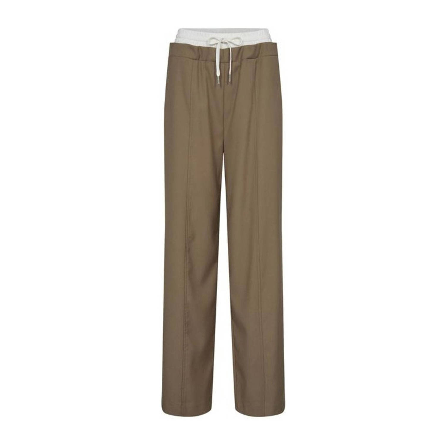 Sofie Schnoor high waist straight fit broek taupe