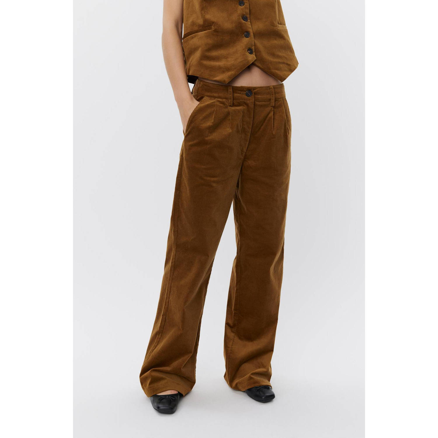 Sofie Schnoor Mosterd Broek met Plooien aan de Voorkant Yellow Dames