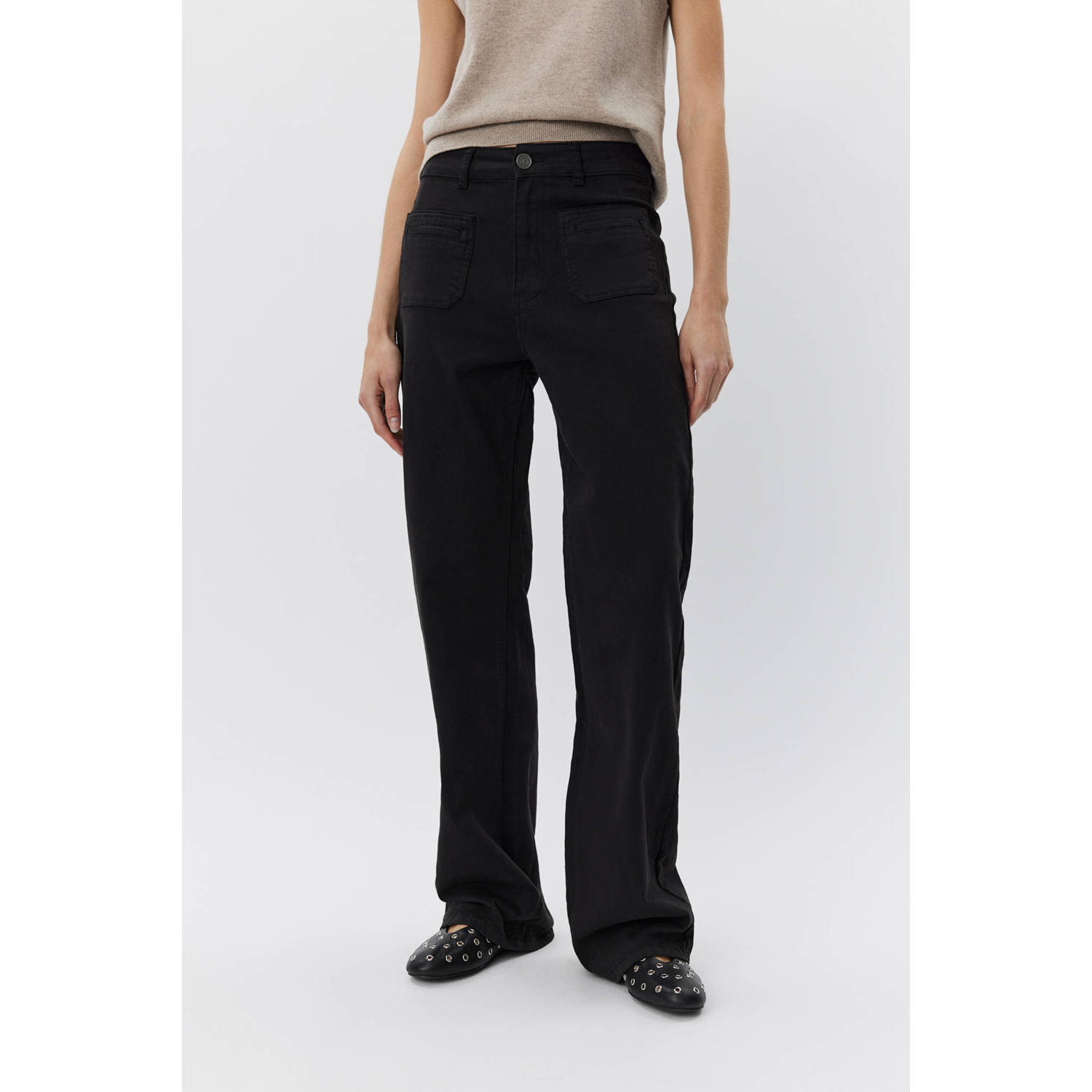 Sofie Schnoor high waist straight leg jeans zwart