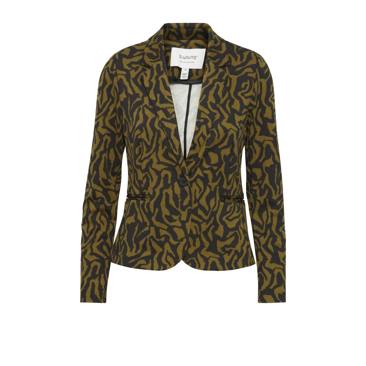 B.Young getailleerde blazer BYRIZETTA met grafische print zwart bruin