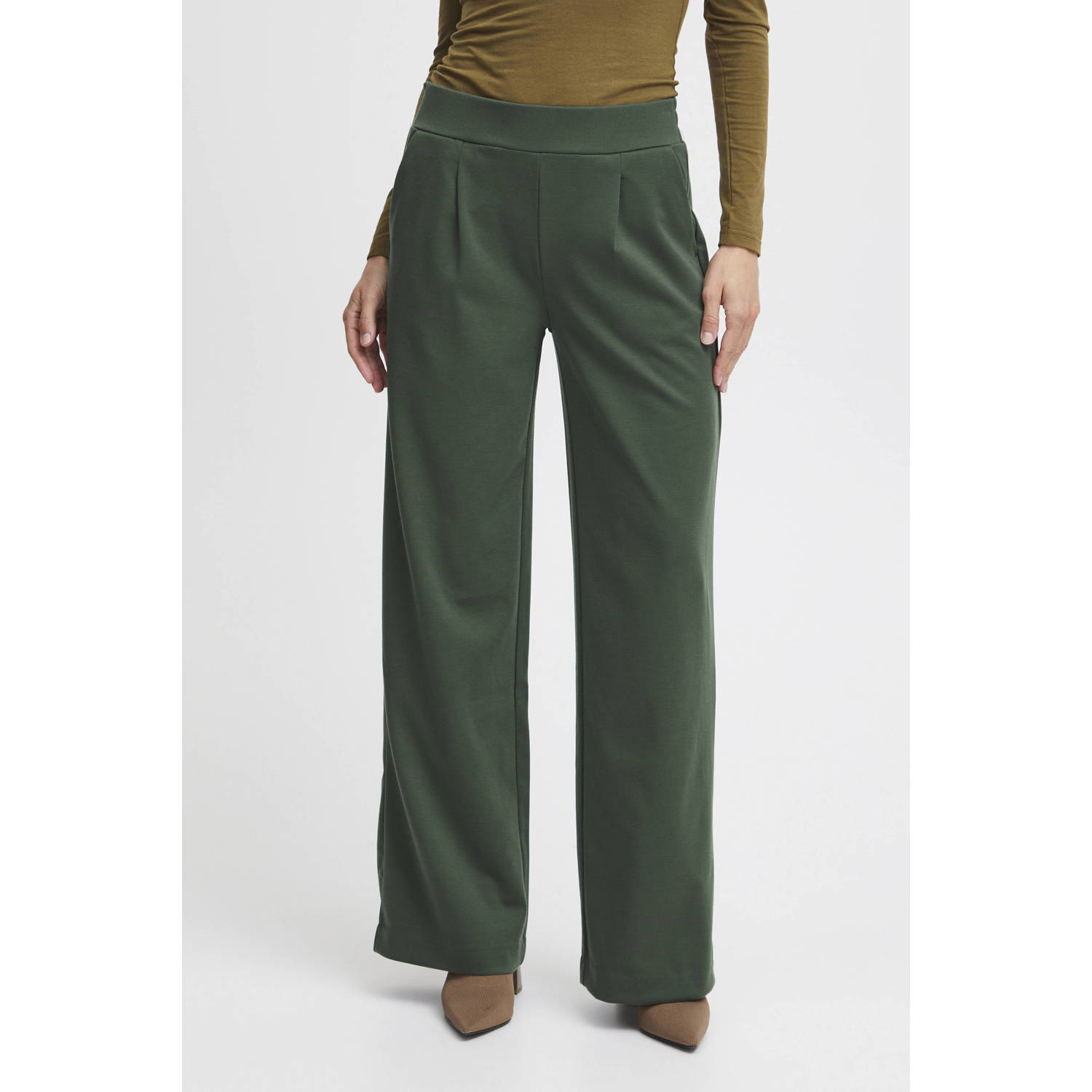 B.Young wide leg pantalon BYRIZETTA groen