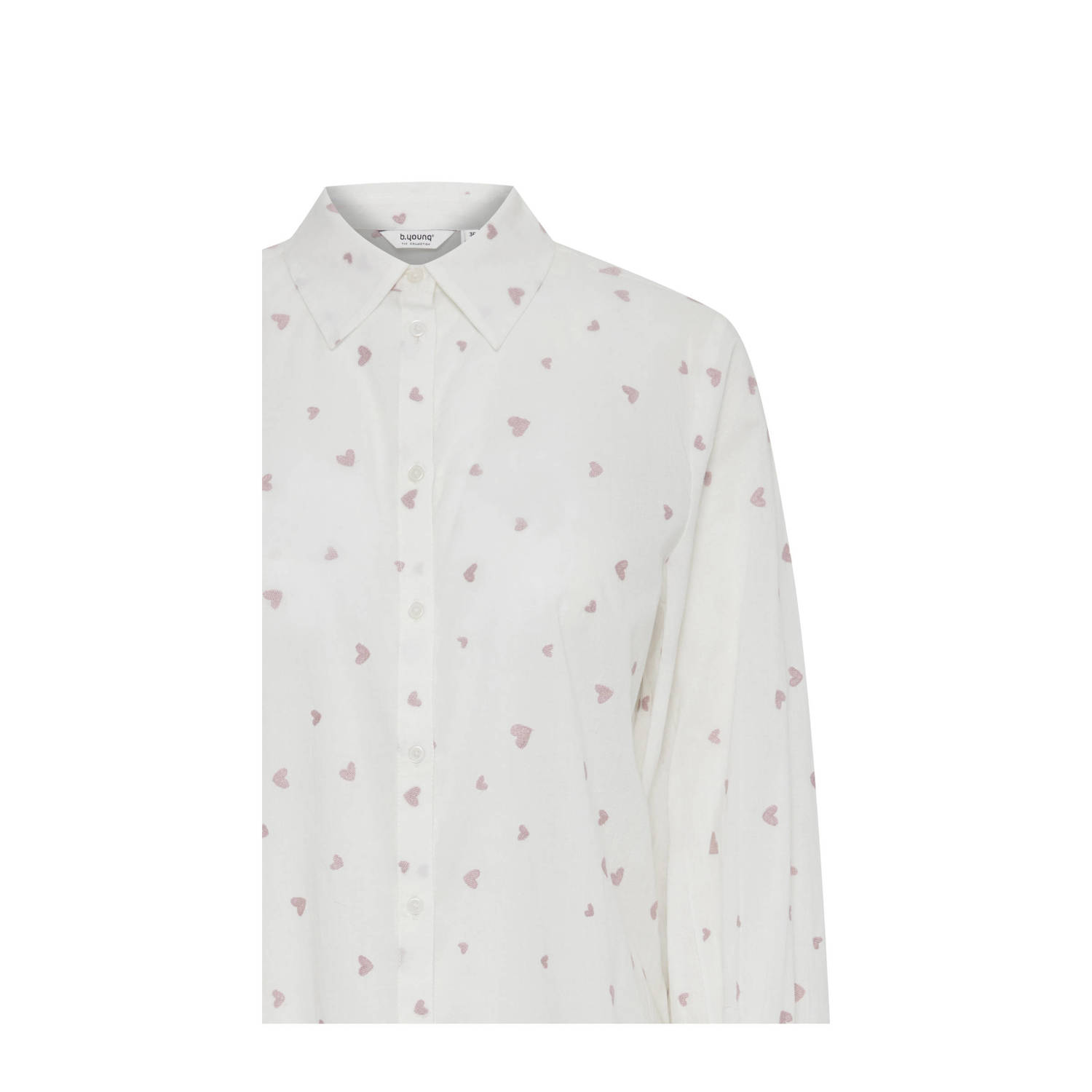 B.Young blouse BYJADIS met hartjes print wit roze