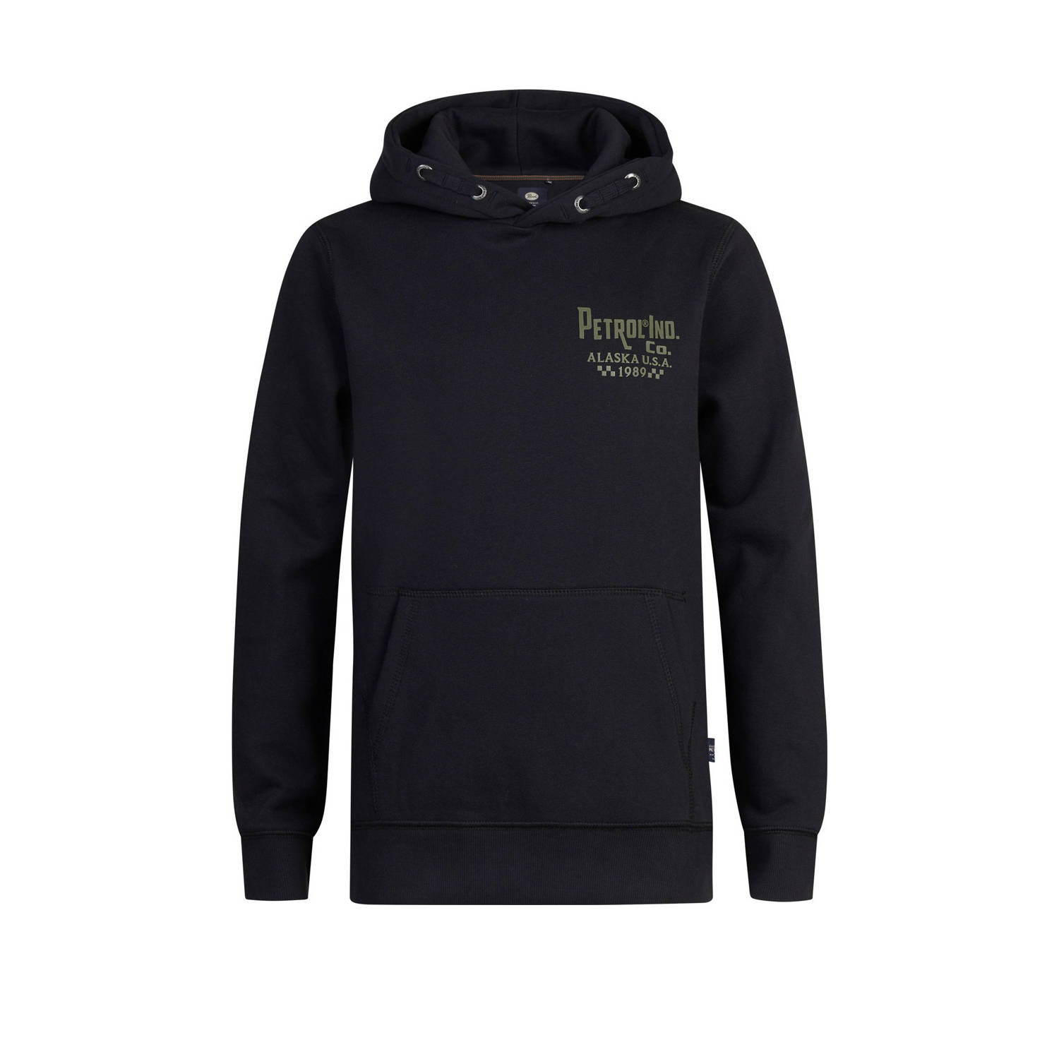Petrol Industries hoodie zwart Trui Jongens Sweat Capuchon Printopdruk 152