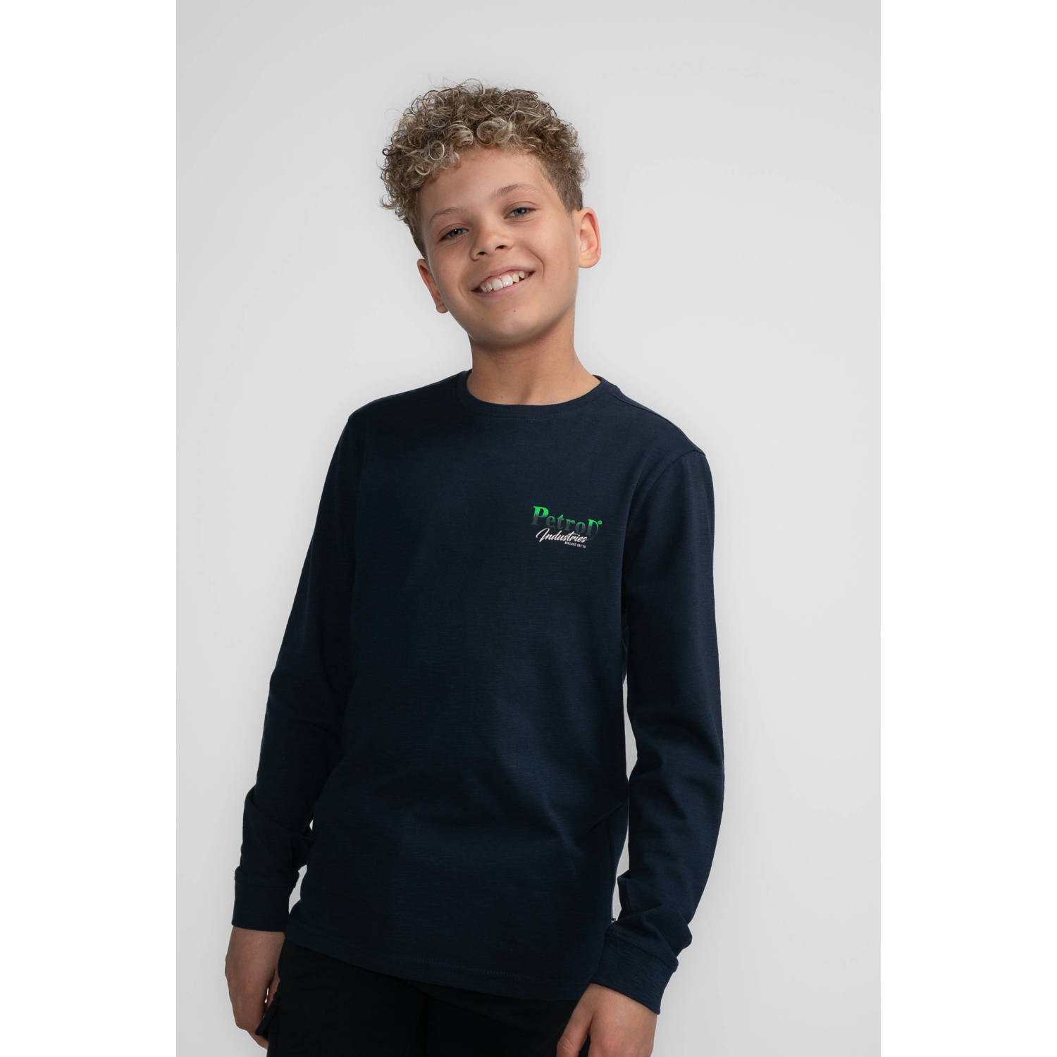 Petrol Industries longsleeve met backprint donkerblauw