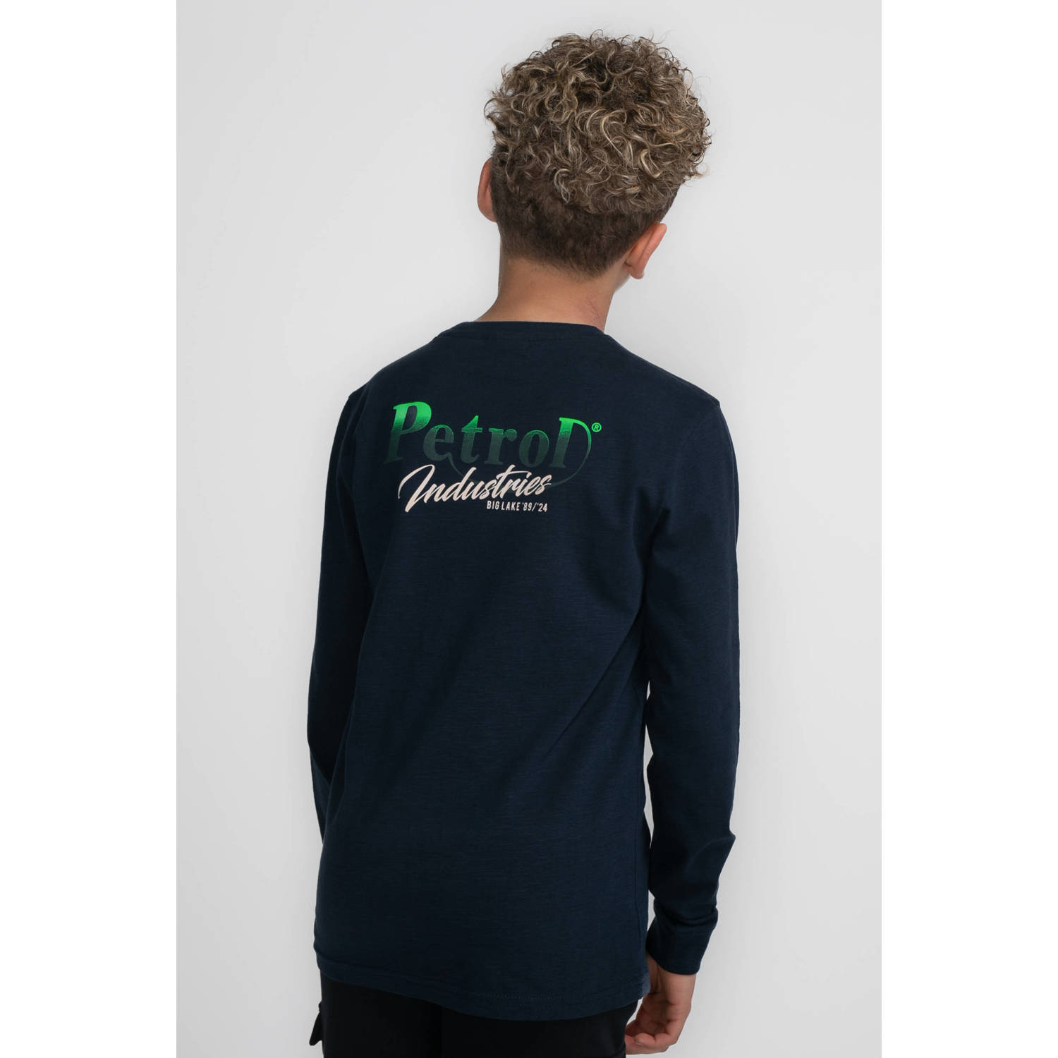 Petrol Industries longsleeve met backprint donkerblauw