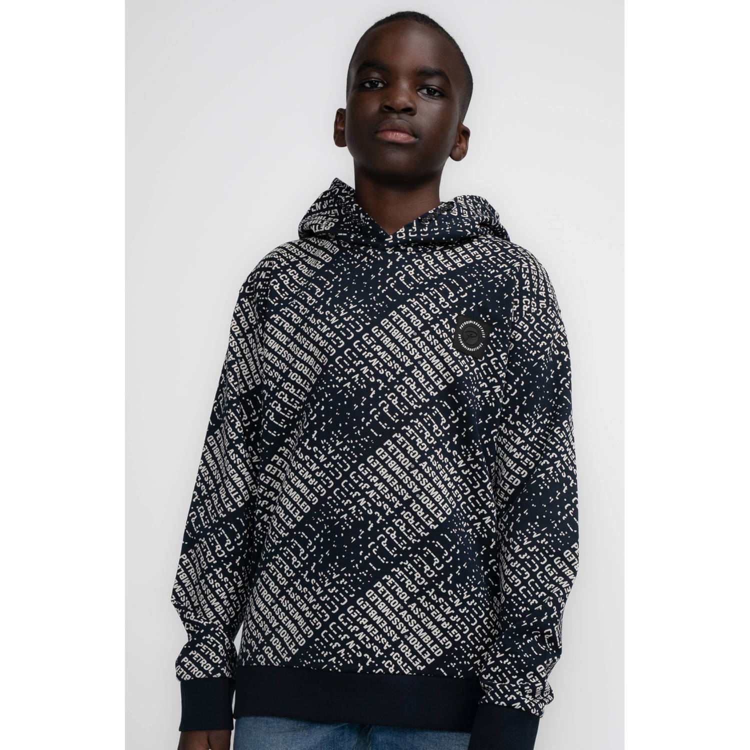 Petrol Industries hoodie blauw Trui Jongens Sweat Capuchon All over print 116