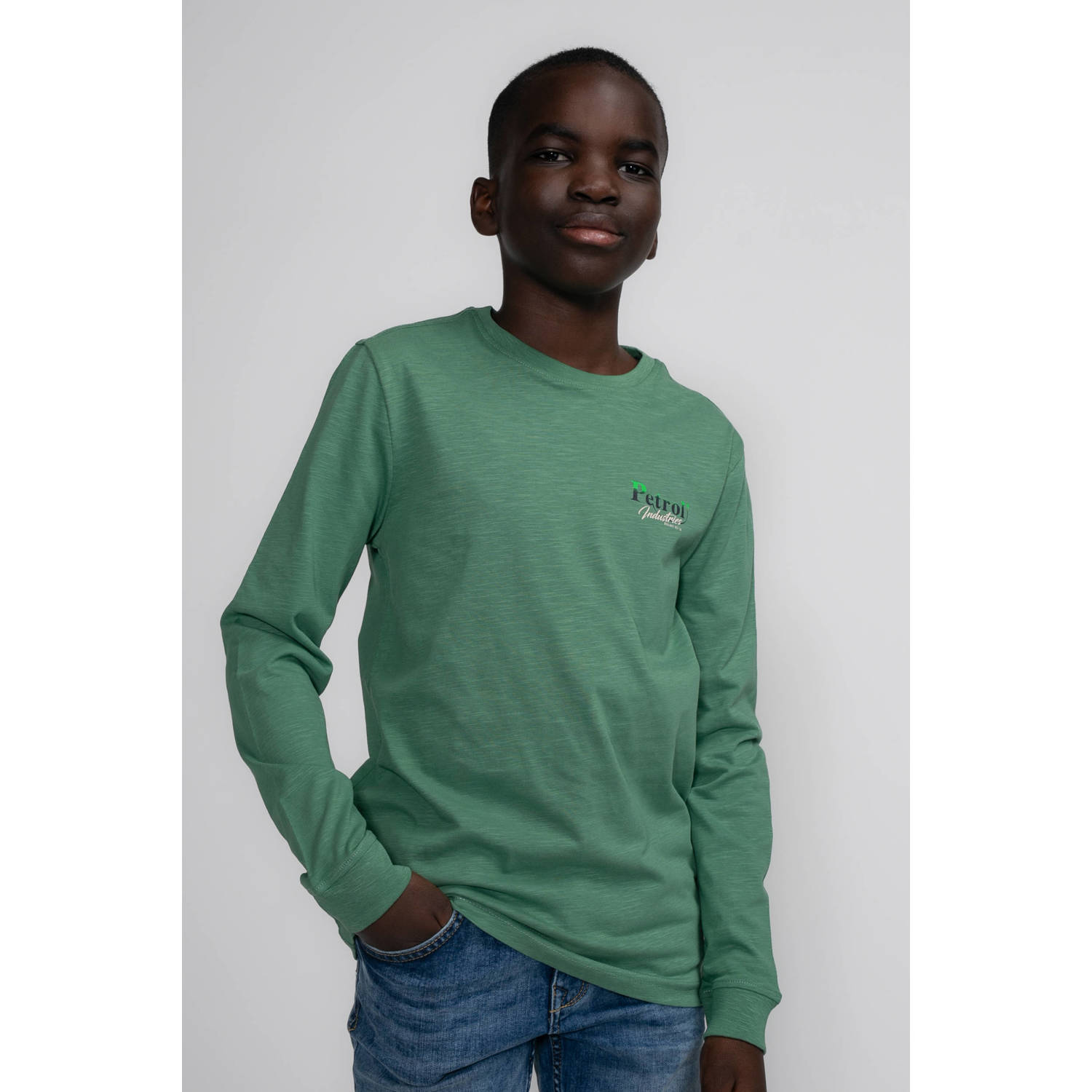 Petrol Industries longsleeve met backprint groen
