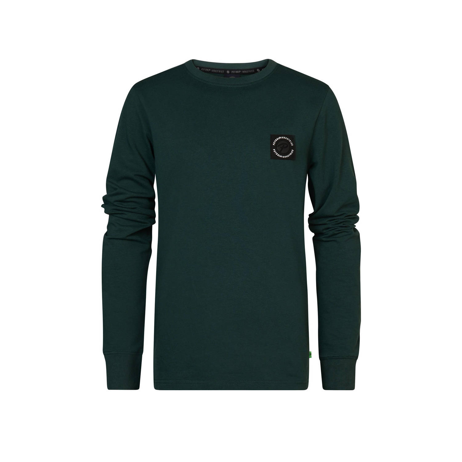 Petrol Industries longsleeve donkergroen Jongens Stretchkatoen Ronde hals 140