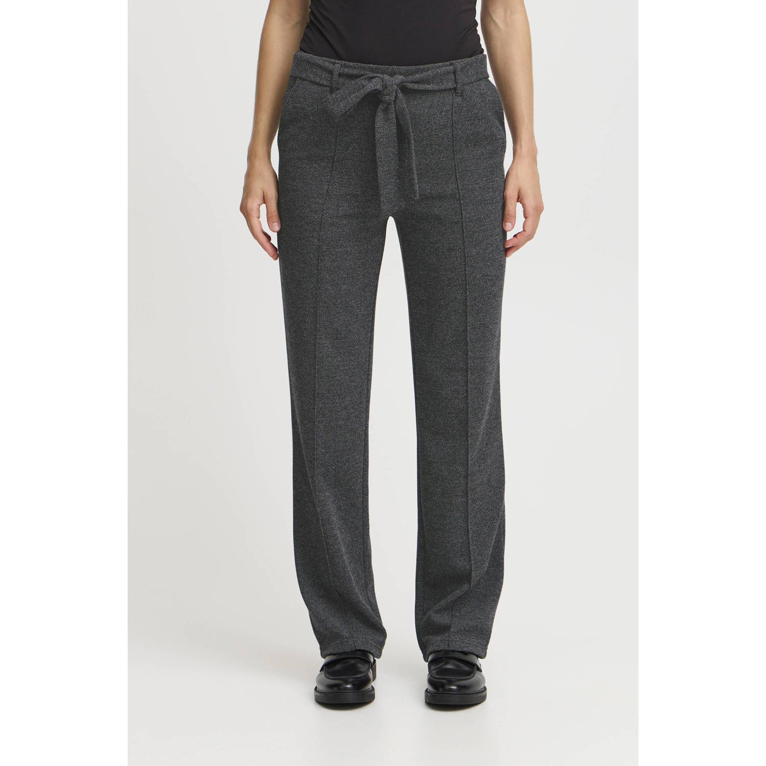 B.Young gemêleerde high waist regular fit broek BYROWAN antraciet