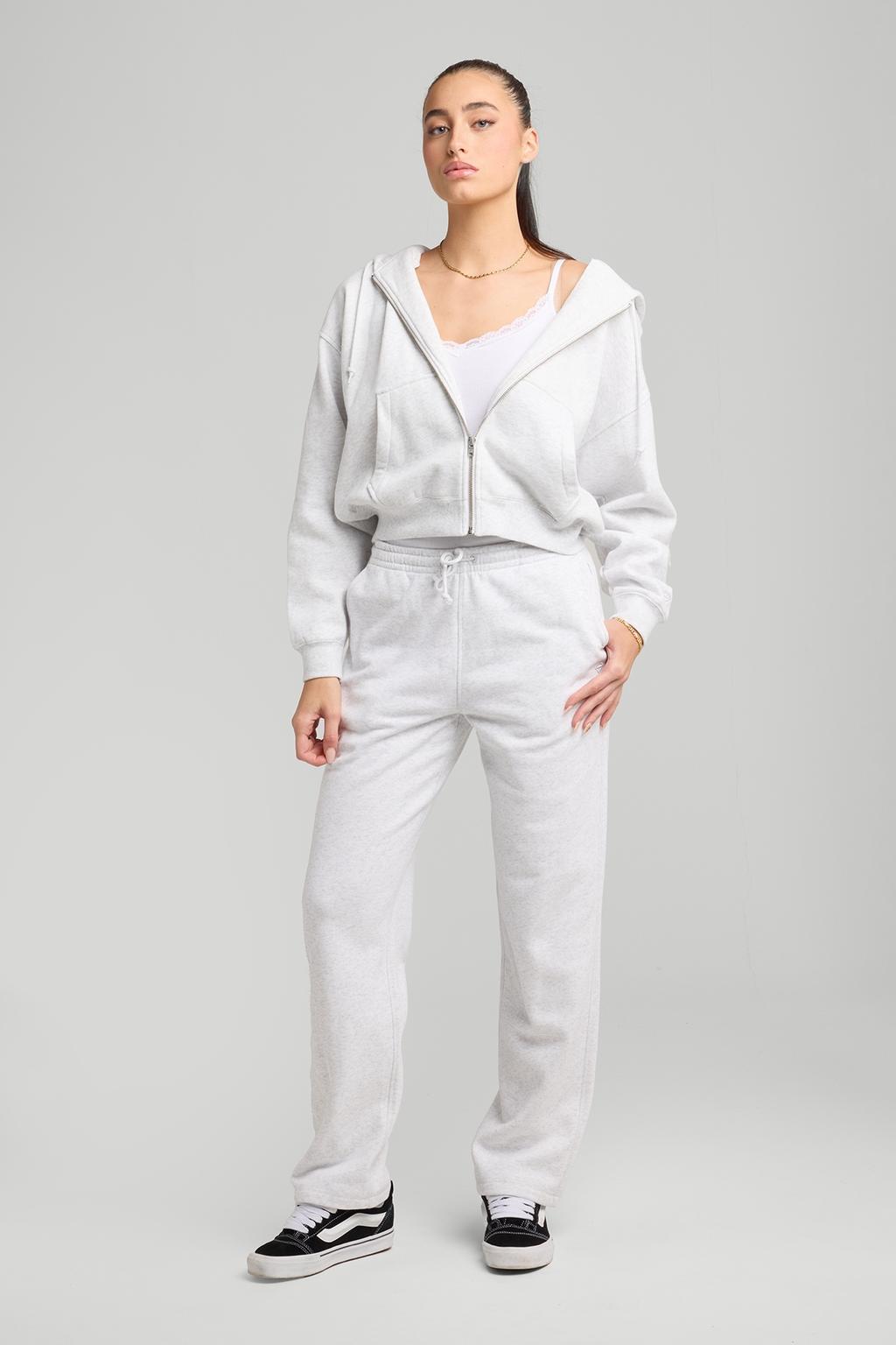 Grijze dames America Today hoodie van sweat materiaal met effen, lange mouwen, capuchon en ritssluiting