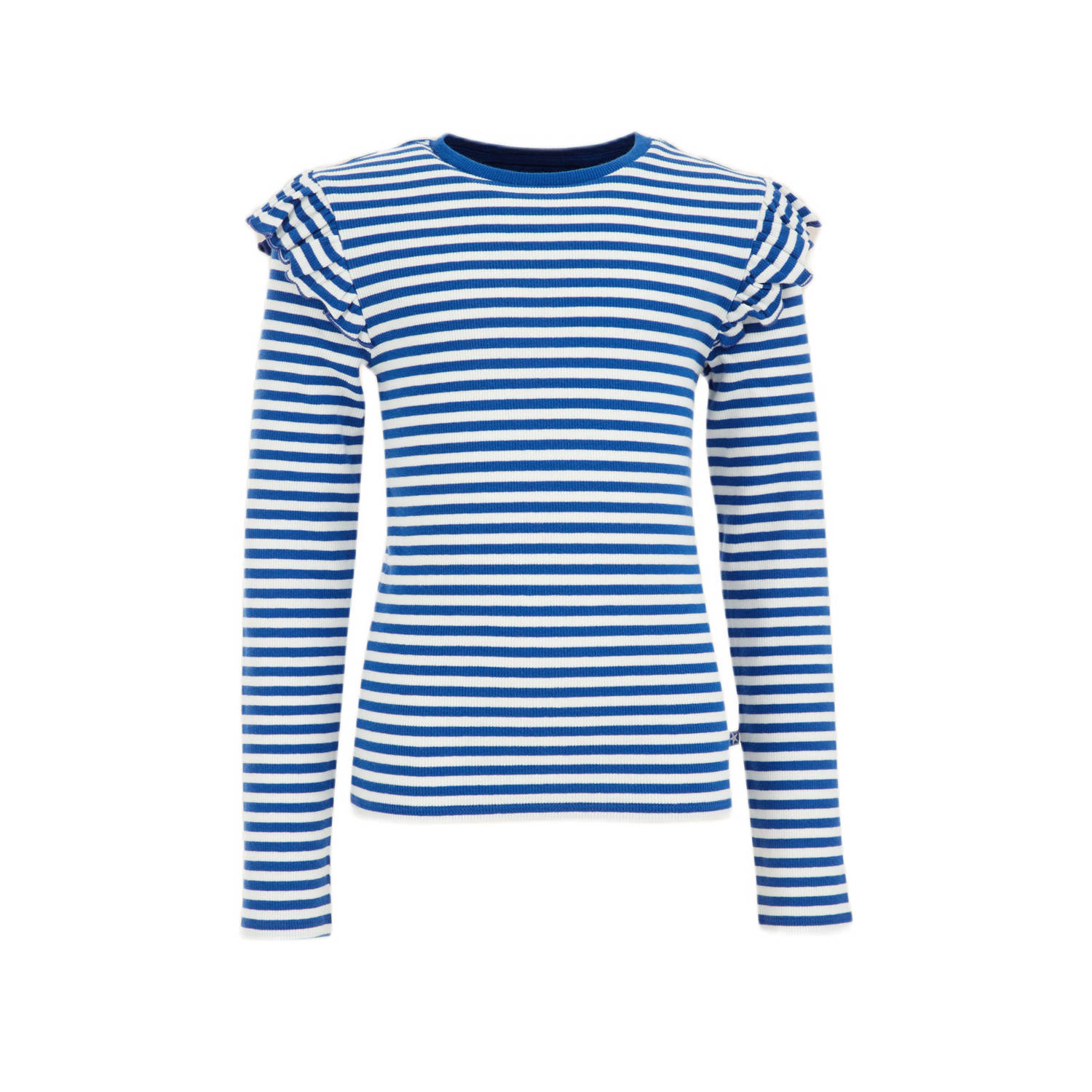 WE Fashion gestreepte longsleeve blauw wit