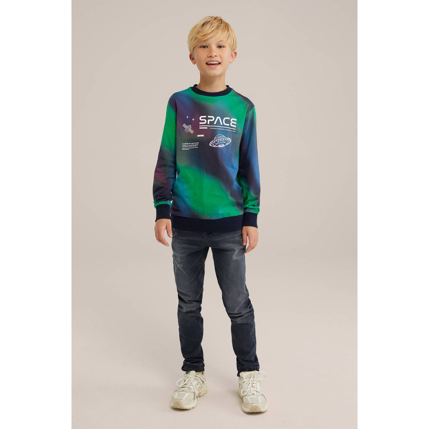 WE Fashion longsleeve groen paars