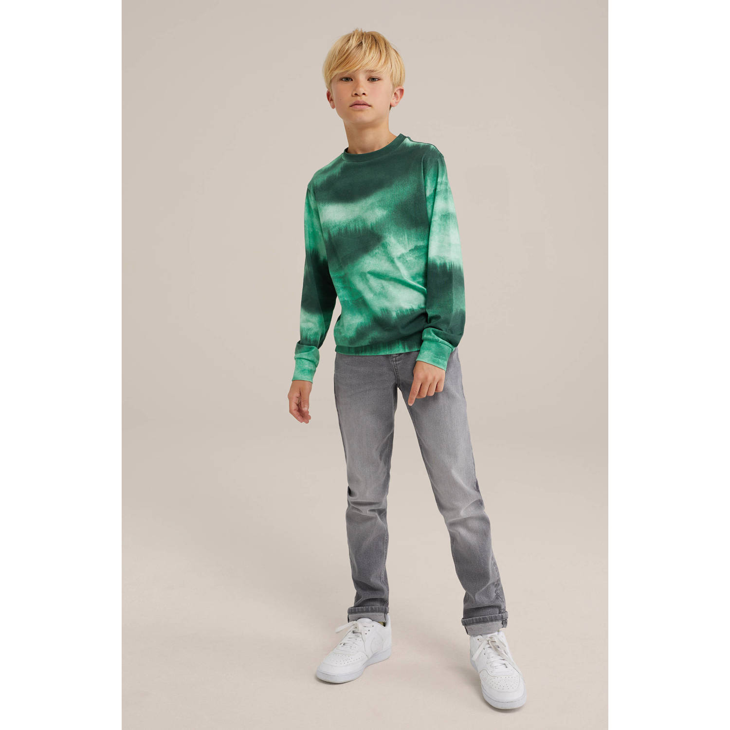 WE Fashion tie-dye longsleeve groen