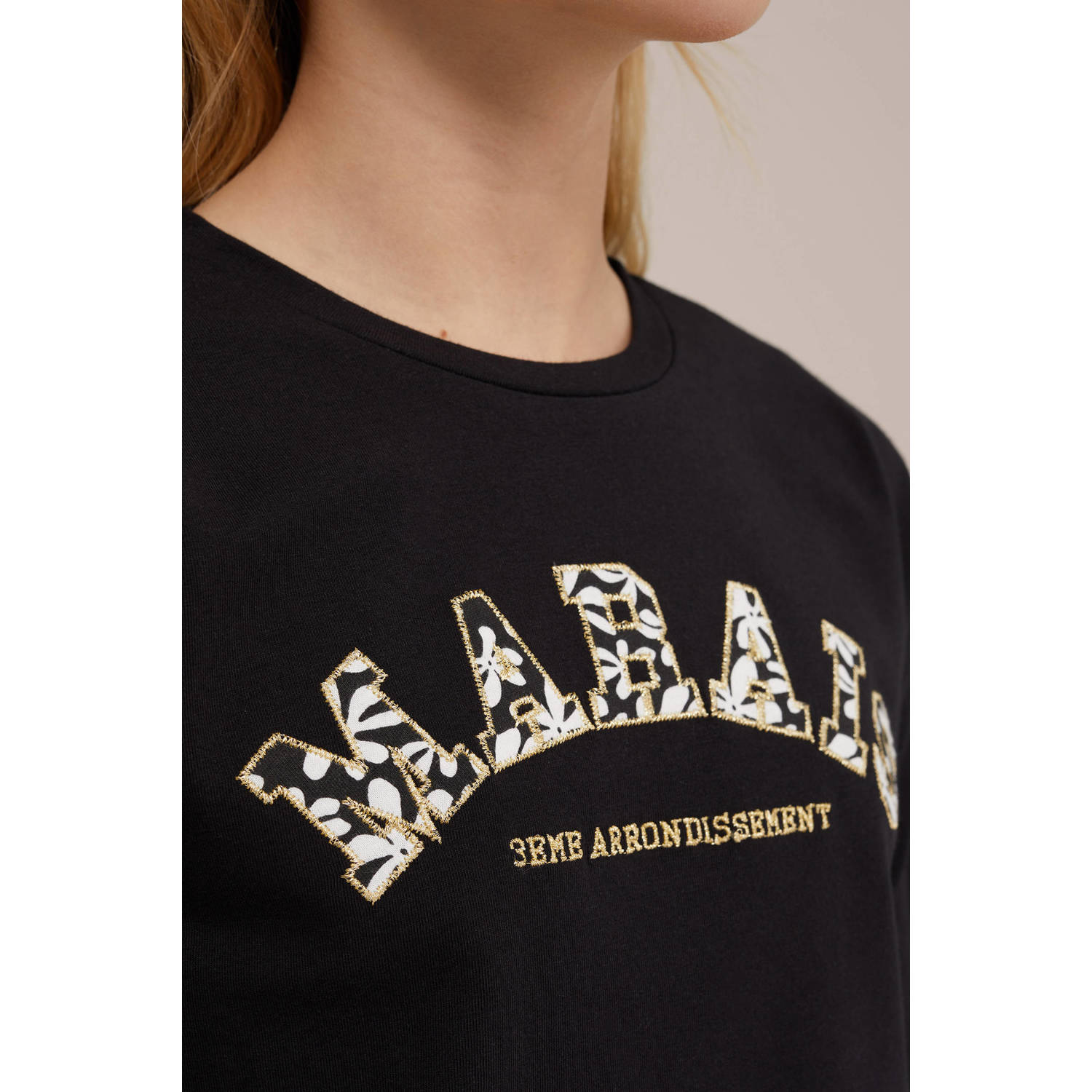 WE Fashion longsleeve met printopdruk zwart