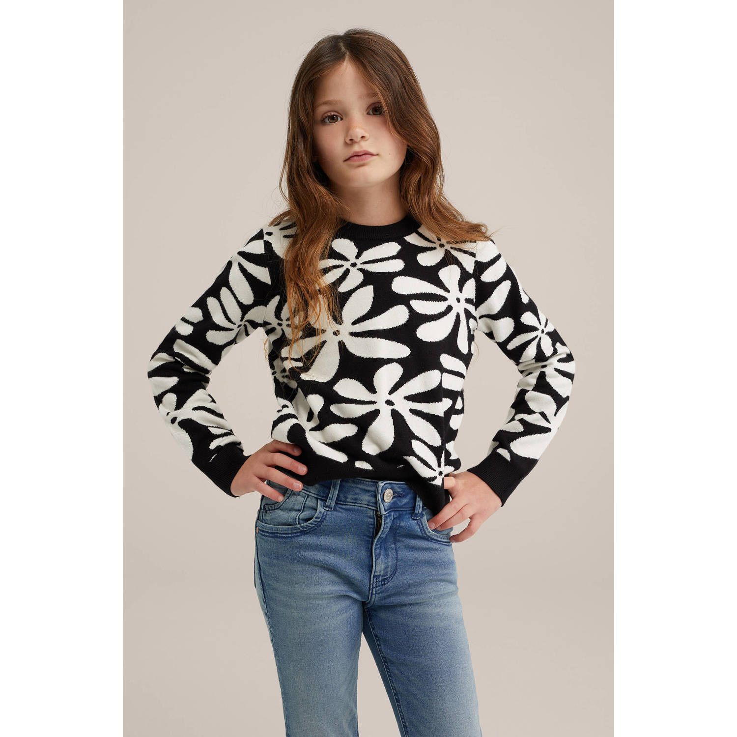 WE Fashion gebreide trui zwart