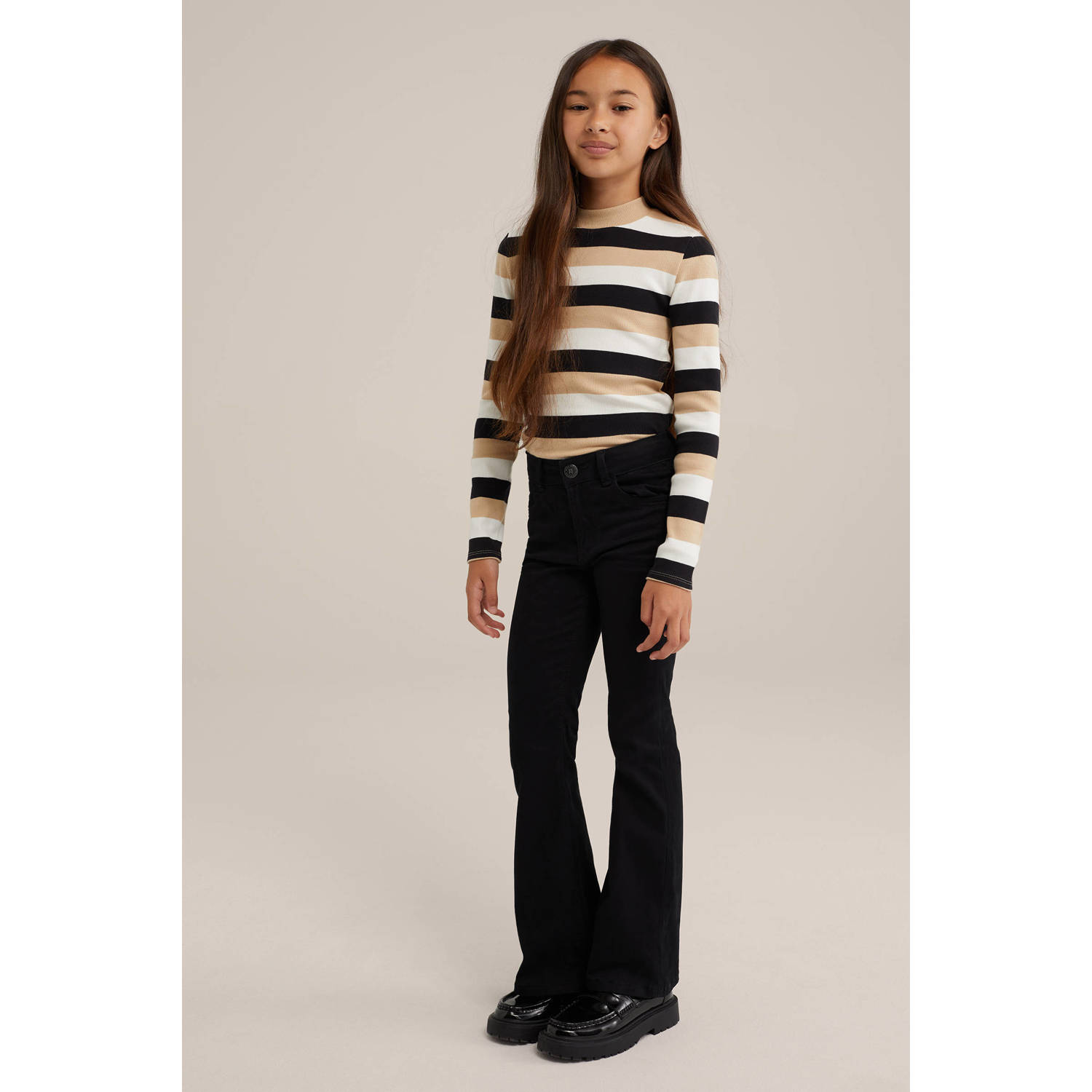 WE Fashion gestreepte longsleeve groen