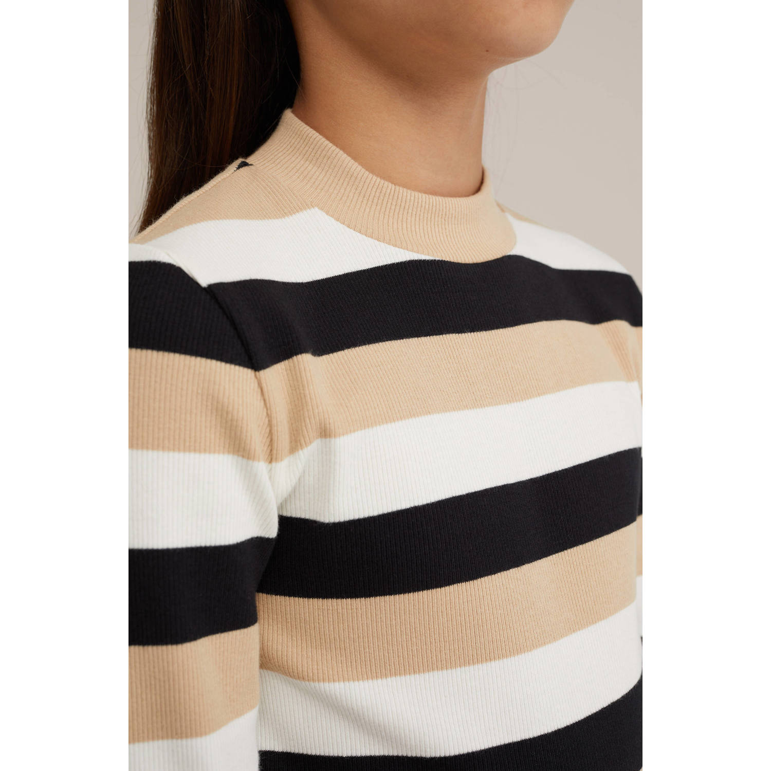 WE Fashion gestreepte longsleeve groen