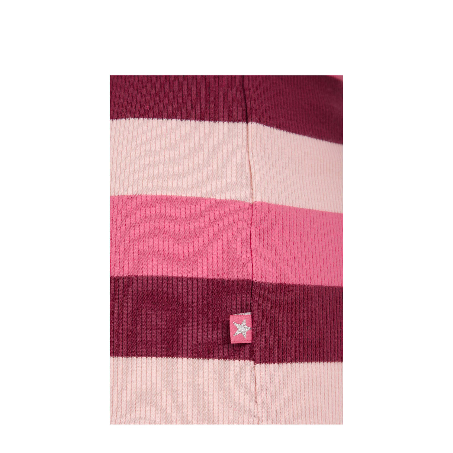 WE Fashion gestreepte longsleeve roze donkerroze