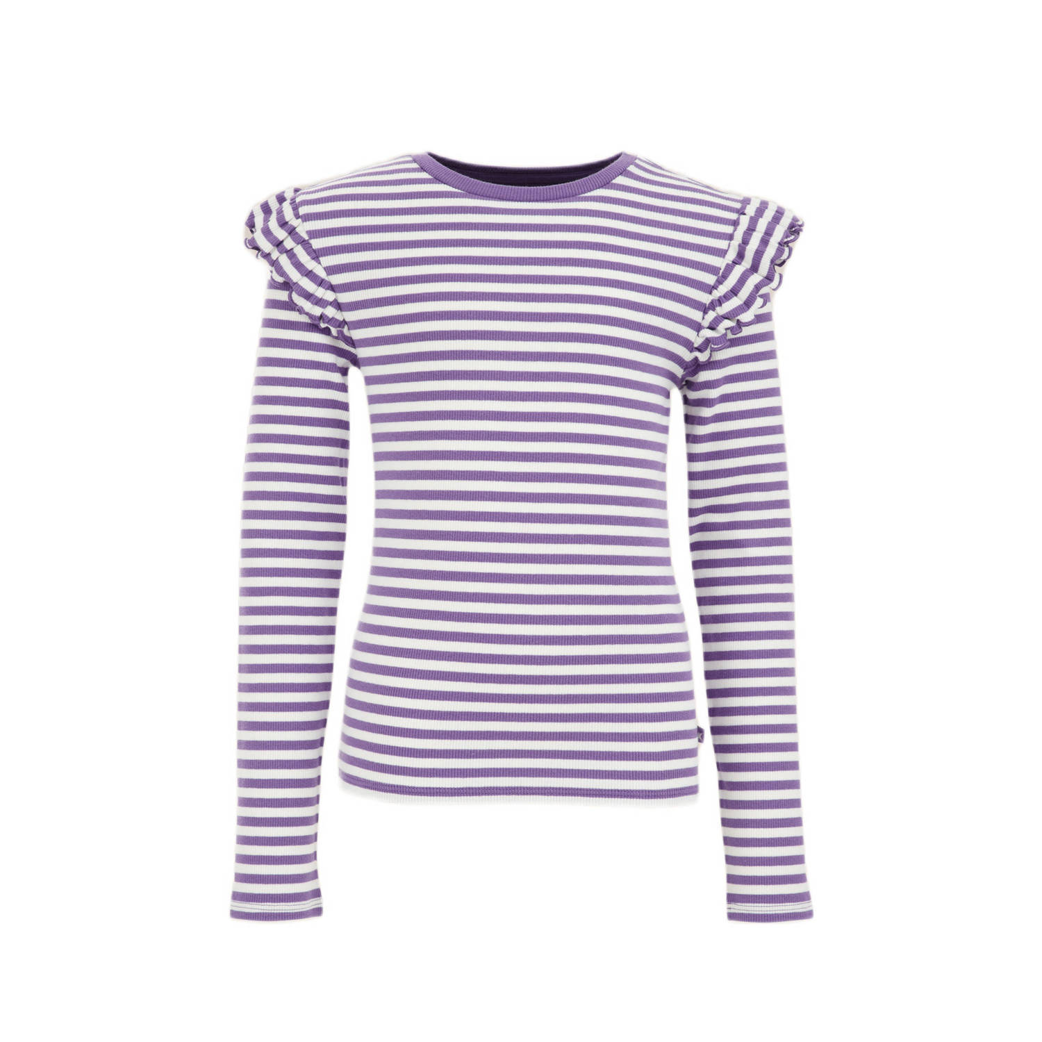 WE Fashion gestreepte longsleeve zwart wit