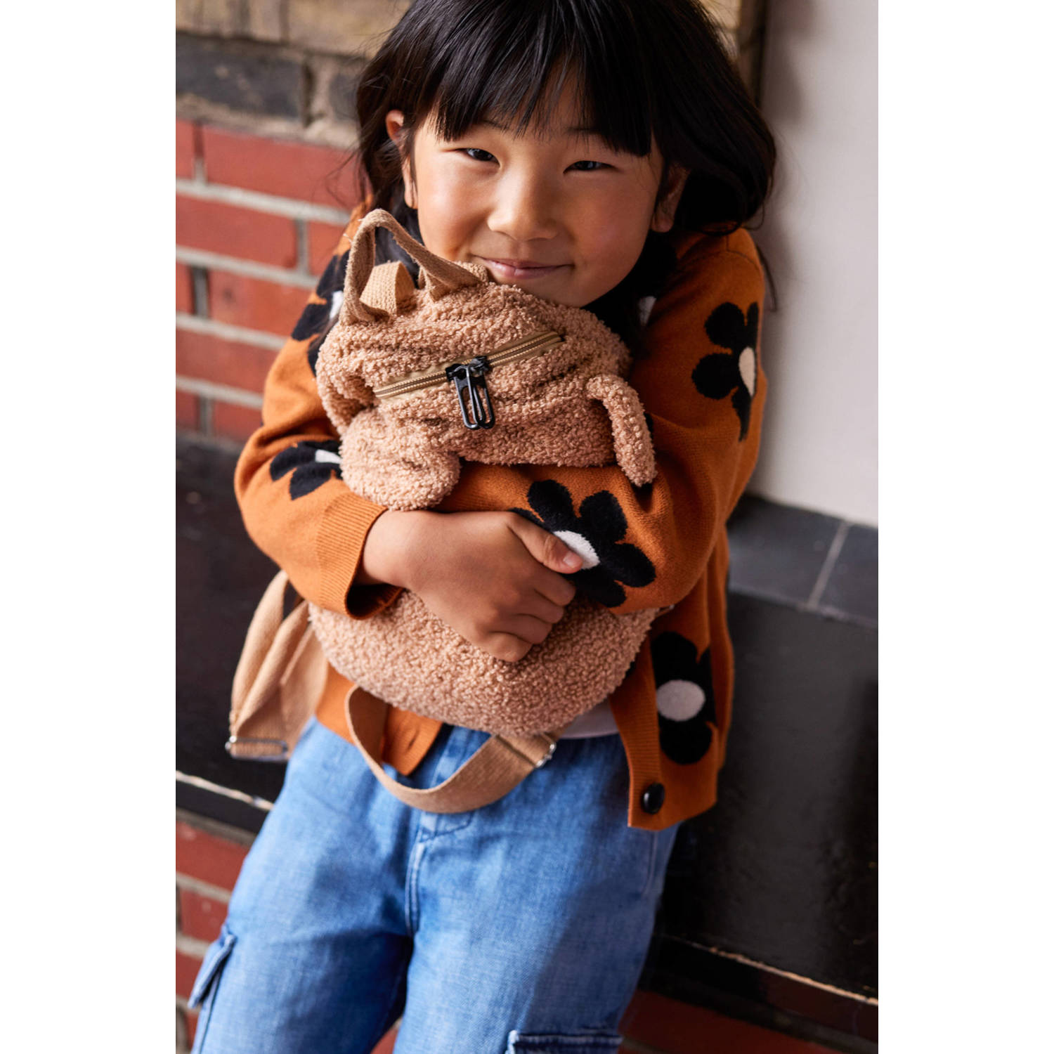 WE Fashion gebloemd vest bruin zwart wit