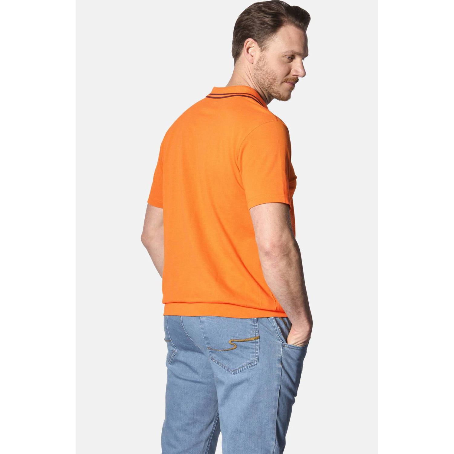 Jan Vanderstorm +FIT Collectie polo HROLFMUND Plus Size met printopdruk oranje