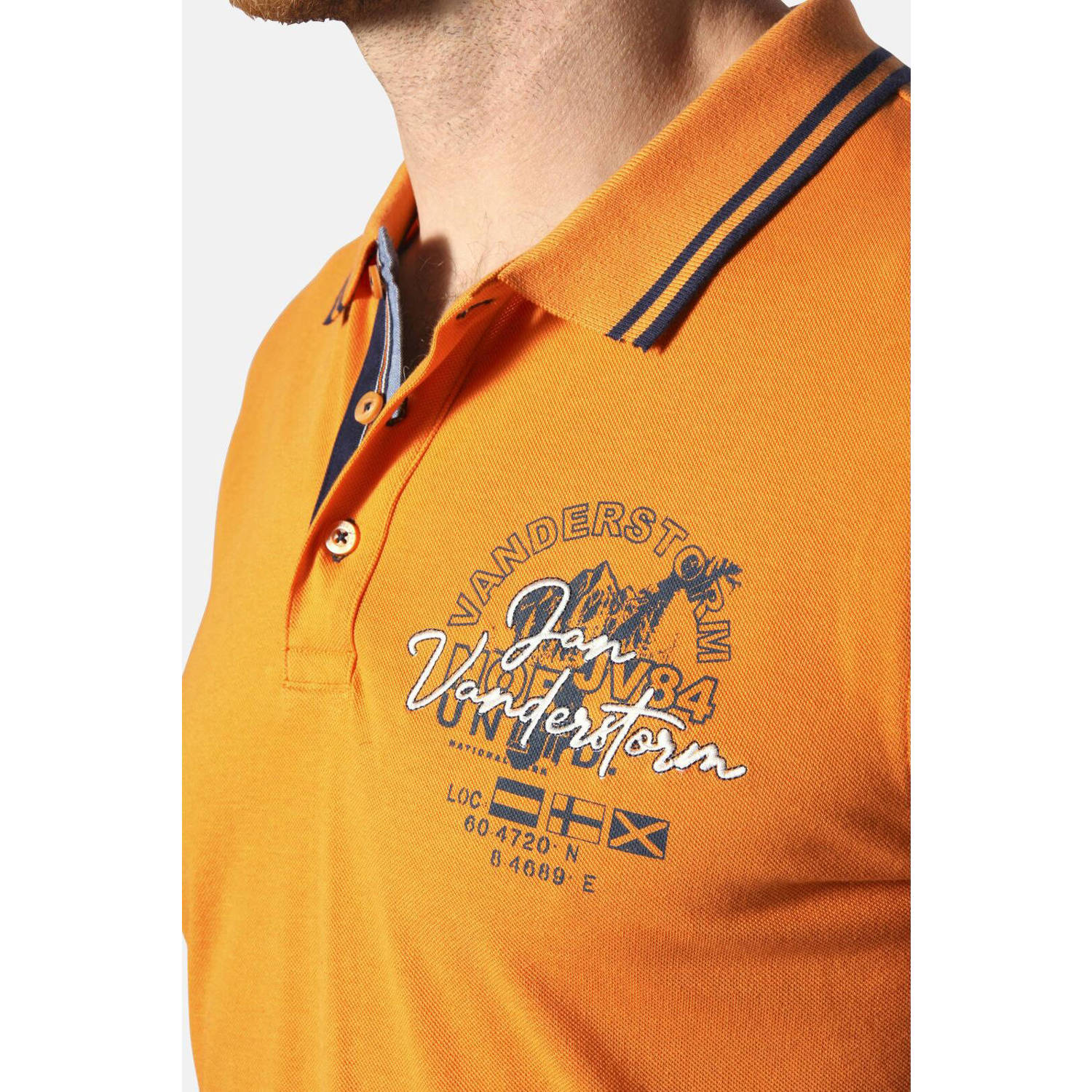 Jan Vanderstorm +FIT Collectie polo HROLFMUND Plus Size met printopdruk oranje