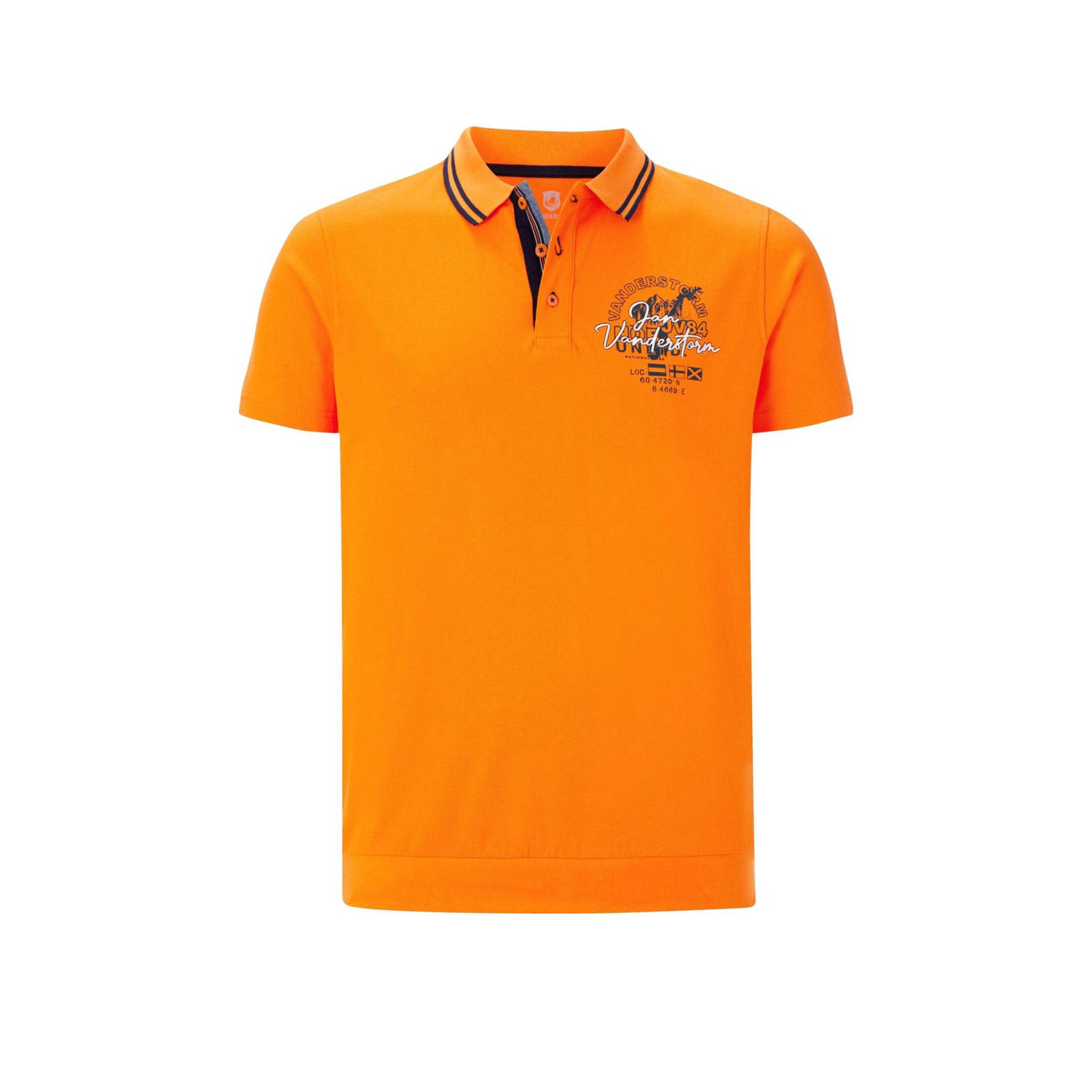 Jan Vanderstorm +FIT Collectie polo HROLFMUND Plus Size met printopdruk oranje