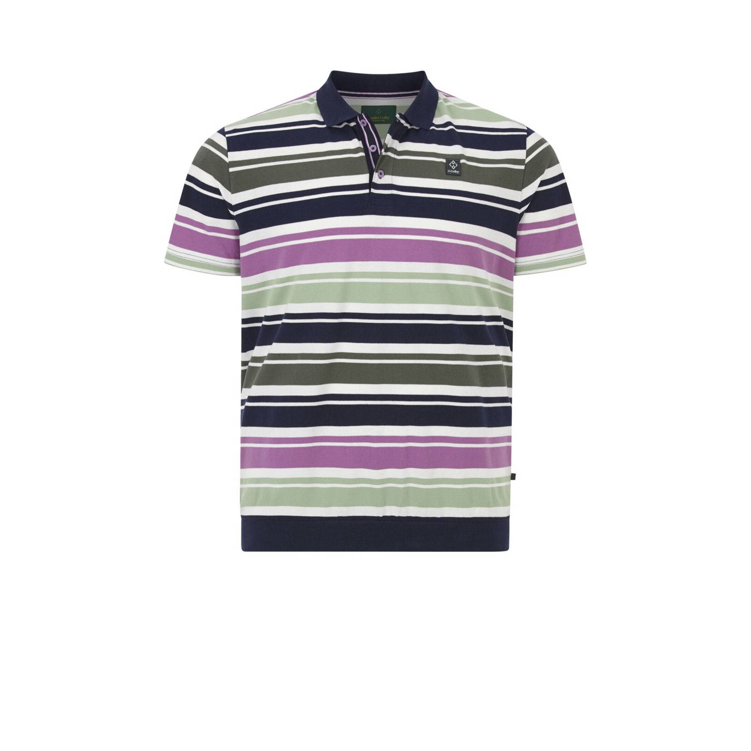 Charles Colby gestreepte polo EARL MORTBERT Plus Size donkerblauw