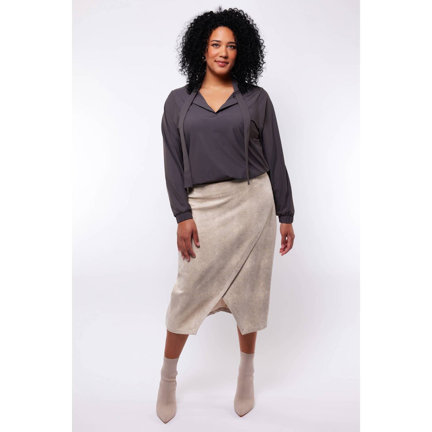 Exxcellent midi rok Aimee met overslag detail